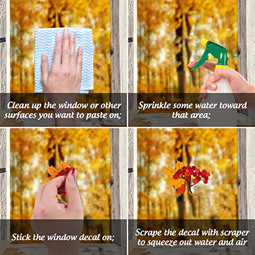 DomeStar Fall Leaves Window Clings, 174PCS Window Fall Stickers Maple Leaves Window Decals for Halloween Thanksgiving Day Decorations