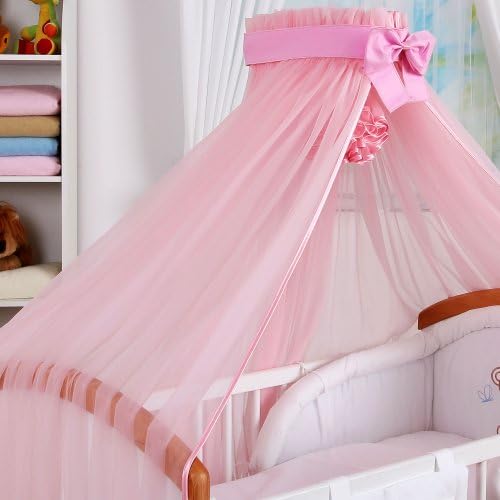 LUXURIOUS BIG CANOPY DRAPE (480x160cm) + CANOPY HOLDER to fit Baby Cot or Cot Bed PINK
