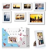 FUNSPONSOR Picture Frames Set of 7 piece, Three 3x5 Inches-Three 4x6 Inches-One 5x7 Inches,Add three DIY pic frames kits, Solid Wood picture frame Beautiful gift box