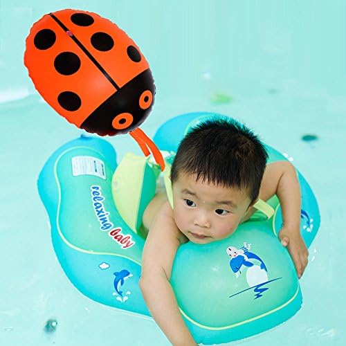 Kapoo Baby Inflatable Swimming Float + Safety Back Ladybug Float + Inflator - Swimming Ring Boat Trainer Children Seat Boat Float Kids Waist Pool Float with Backrest and Strap for 2-6 Years