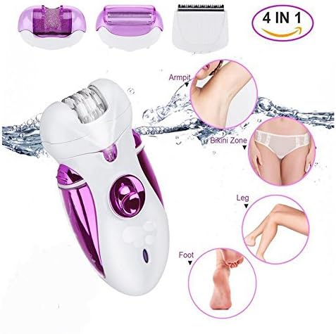 Electric Hair Removal Epilator, 4 In 1 Professional Women Rechargeable Cordless Razor Foil Tweezer Care Device Trimmer Tool Hair Shaving Remover For Bikini Line Leg Armpit(Purple)