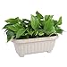 Mkono 2 Pack Rectangular Planter Window Box 15 Inches Plastic Garden Pot with Saucers, Beige