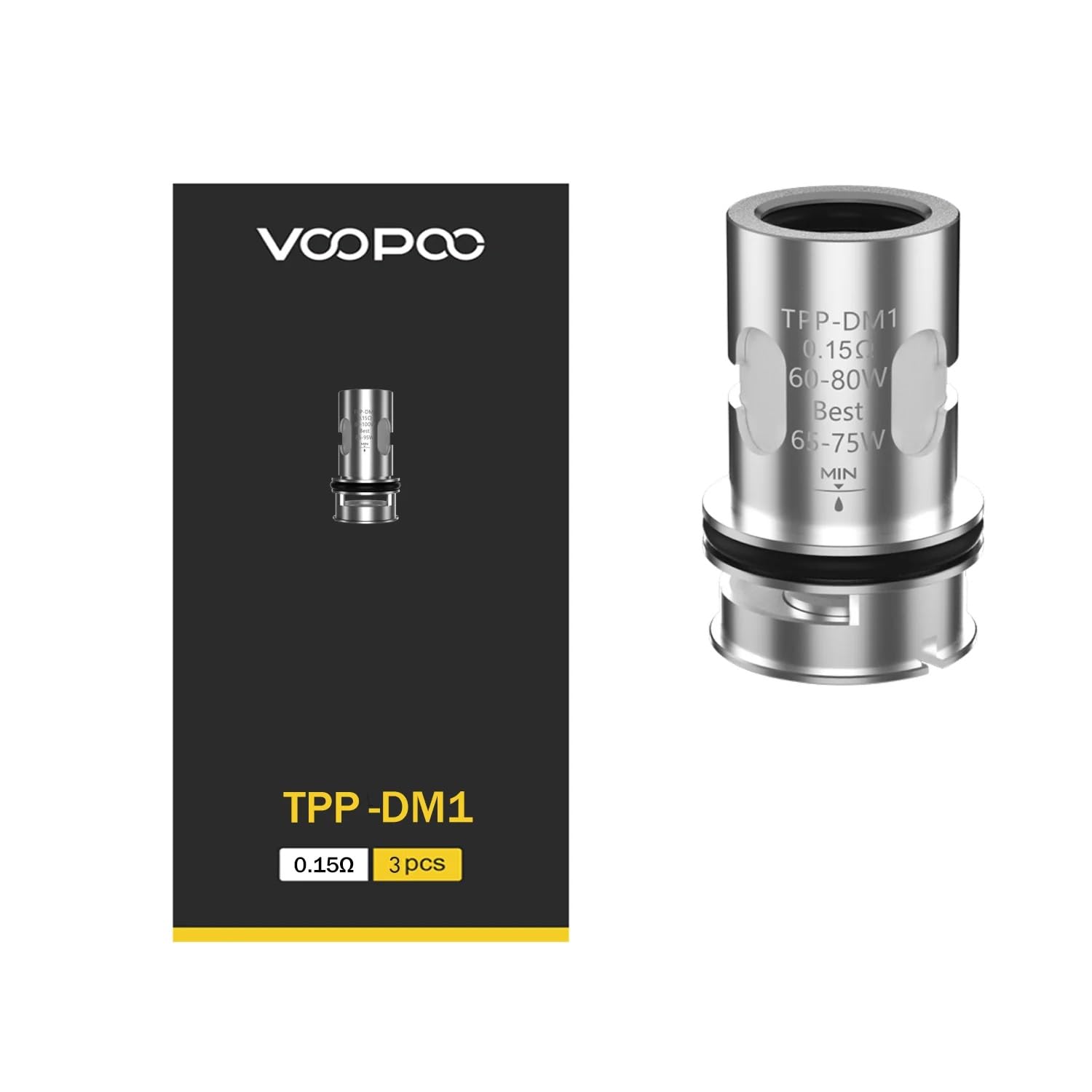 VOOPO TPP Coils DM1 0.15 Ohm [Pack of 3] - Enhanced Flavour and Vapour Production for an Ultimate Vaping Experience, Replacement Coil For DragXPlus, DragXPro, DragSPro Kit No Nicotine