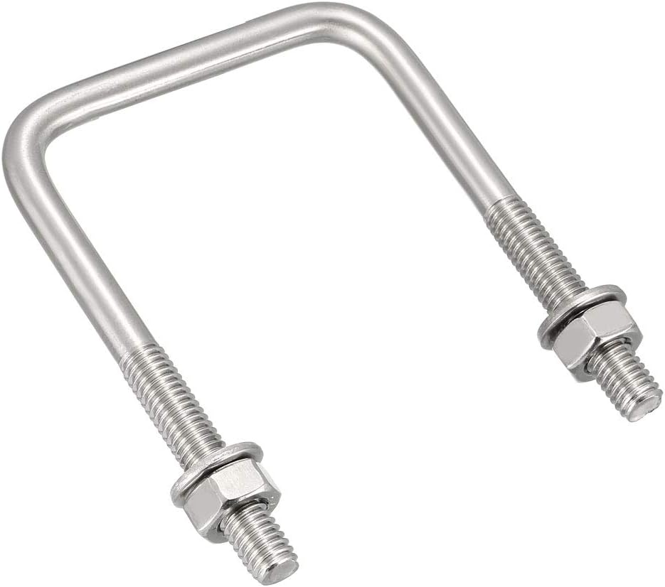 sourcing map Square UBolts 13/4"(45mm) Inner Width 304 Stainless Steel M6 with Nuts 2Pcs