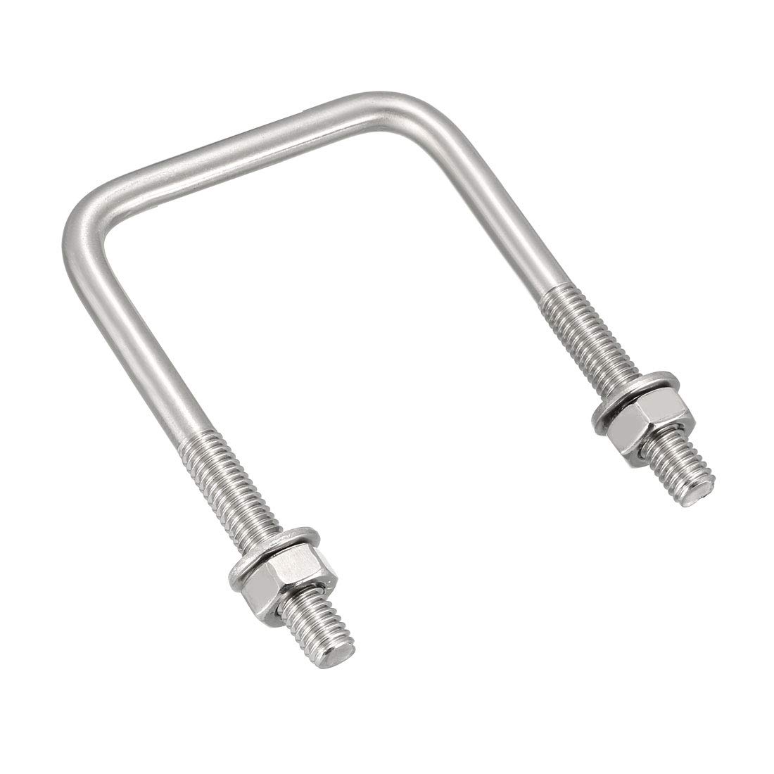 sourcing map Square u-Bolts 2Pcs 1.77"(45mm) Inner Width 70mm Length M6 304 Stainless Steel U Bolt with Nuts Washers for Boat Trailer