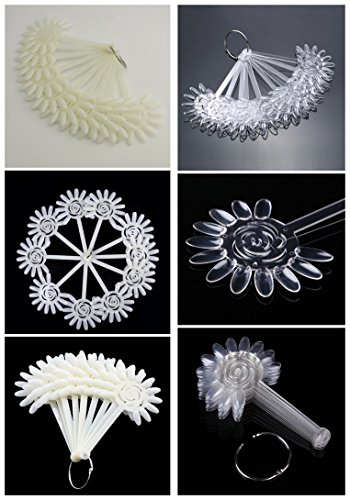 XICHEN 240 Tips Nail Swatch Sticks 120 Pcs Transparent color +120 Pcs White Round sun flower Nail Art Tips Sticks Display Polish Board Display Practice Sticks Tool Binder Ring Holder - Thumbnail 2