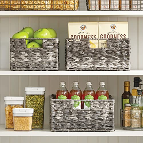 mDesign Woven Farmhouse Kitchen Pantry Food Storage Organizer Basket
