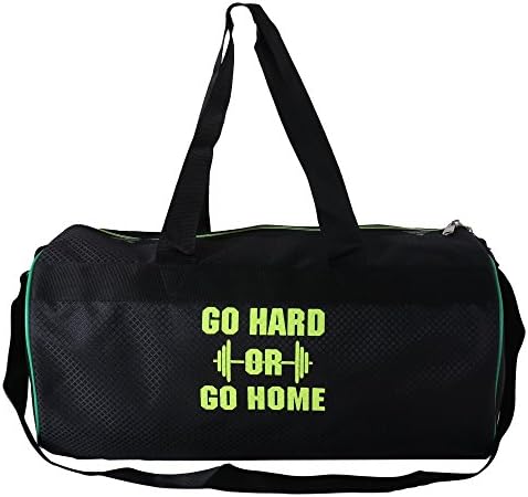 Adventurer Polyester Gym Duffel Bag (40L, Black and Neon, VA 00036)
