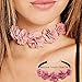 Tpocean 14 PCS Double Layer Lace Velvet Choker Set Necklace Leather Pink Floral Choker for Women Girls Teens Party Choker Jewelry Set Gifts