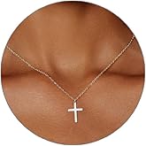 HAXIYA Cross Necklace for Women 14K Gold Plated/Sterling Silver Cross Necklace Dainty Tiny Layered Choker Cross Pendant Necklaces Faith Jewelry First Communion Gifts for Her ﻿