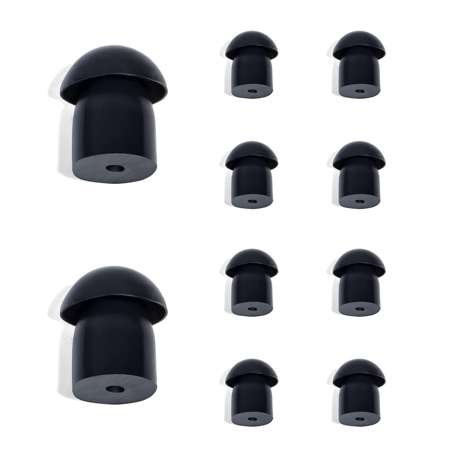 HYSHIKRA Replacement Soft Rubber Mushroom Earbuds Ear Tips Compatible for Motorola Baofeng Kenwood Yaesu Walkie Talkie Covert Acoustic Air Tube Earpiece Headset (10 PCS, Black)