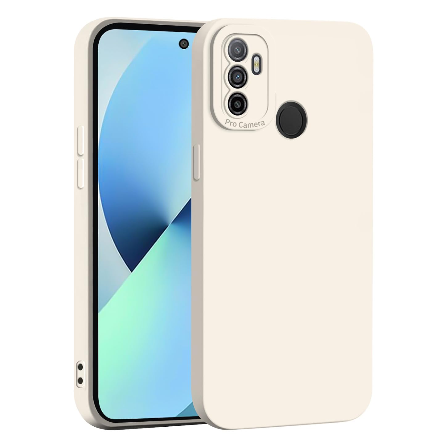 ILING Liquid Silicone Case for OPPO A53S / OPPO A53, Simple Solid Color Back Soft Gel Rubber Frosted TPU Bumper Shockproof Protective Ultra-thin Phone Case Cover (White)