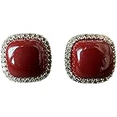 Leimdu Cubic Zirconia Stud Earrings, Square Halo stud earrings, Rhinestone Hypoallergenic Earrings for Women