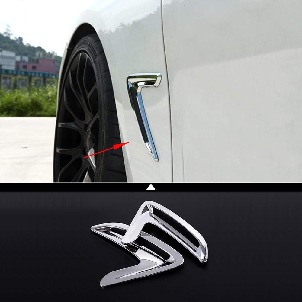 2Pcs Car Side Air Grille Fender Cover Trim Interior Modification Decorative Accessories for BMW 3 Series F30 2014 2015 2016 2017 2018 The Light Silver ABS Chromeplate
