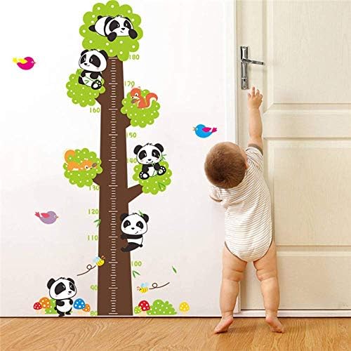 JQSM New Cute Cartoon Tree Wall Stickers Kids Height Measurement Stickers DIY Lovely Panda Birds Animals Children Poster Home Decor