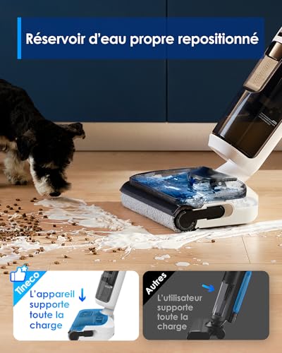 Tineco Floor One Stretch S6 Vacuum Cleaner, Powerful Intelligent Wet and Dry Vacuum Cleaner, Flat 180°, Two-Edge Cleaning, Flashdry Self-Cleaning at 70°C in 5 Min, 40 Min Autonomy