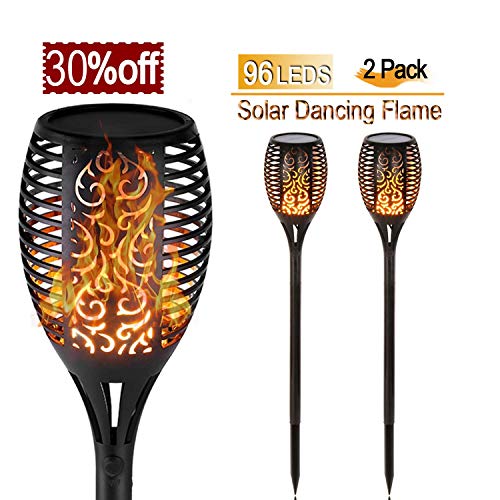 Aogist Solar Lights Upgraded, Flickering Flames Torch Lights Solar Light - Dancing Flame Lighting 96 LED Dusk to Dawn Flickering Tiki Torches Outdoor Waterproof Garden (2Pack) - Thumbnail 7