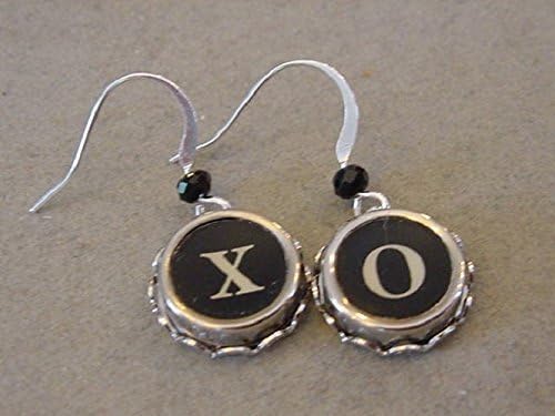 Typewriter key earrings HUGS and KISSES X O