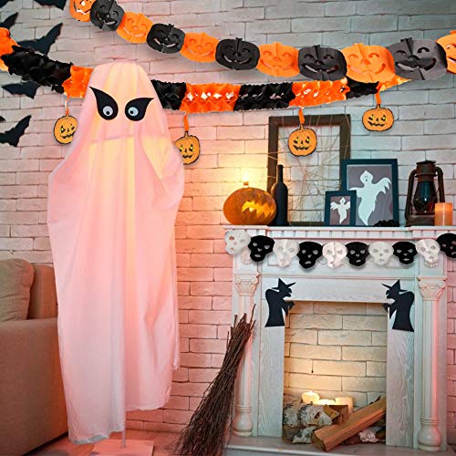 Koogel Halloween Deko Set, 6 STK. Halloween Girlande Spinne Girlande Kürbis Banner Papier Hängendeko für Karneval Halloween Party Garten