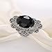 Mytys Vintage Decorative Pattern Marcasite Crystal and Marquise Onyx Rings