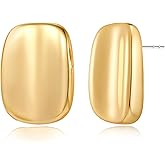 MUYAN Chunky Thick Earrings for Women,Gold Silver Polished Earrings Lightweight Everyday Jewelry
