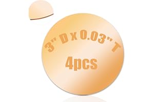 MTJSWXSY 4PCS Brass Round Plate,0.03" Thickness x 3" Diameter,20 Gauge Round Brass Metal Sheet for Crafts,DIY, Jewelry, Electrical, Repair, Industrial