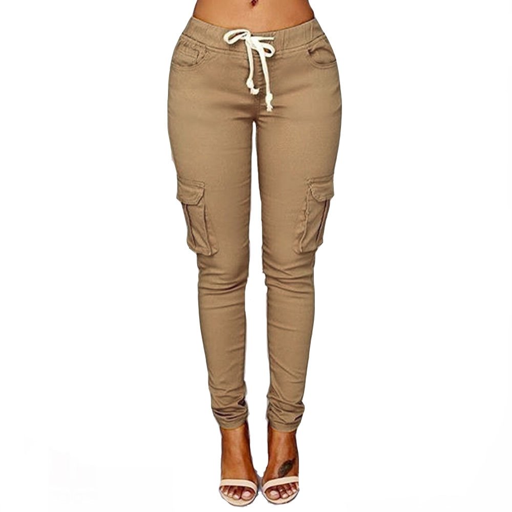 Photo 1 of * runs small *
Women's Solid Color Stretch Cargo Joggers Casual Pockets Drawstring Skinny Pants size medium