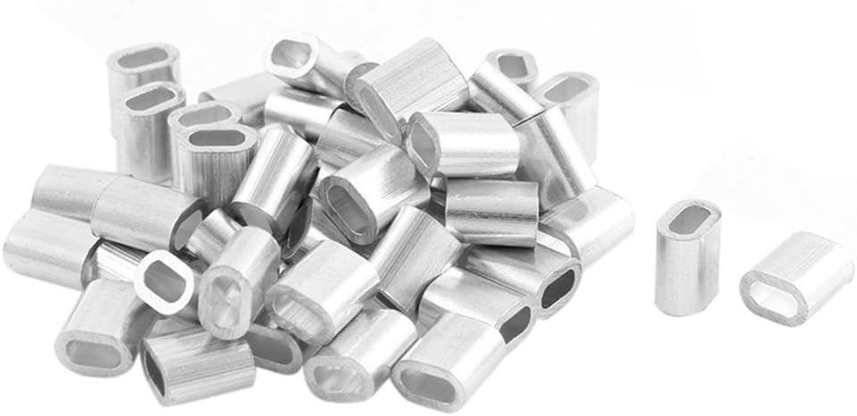 QUARKZMAN 100Stk Aluminium Hülsen Klemmen 3mm - Oval Für 0.5mm Drahtseil Und Kabel