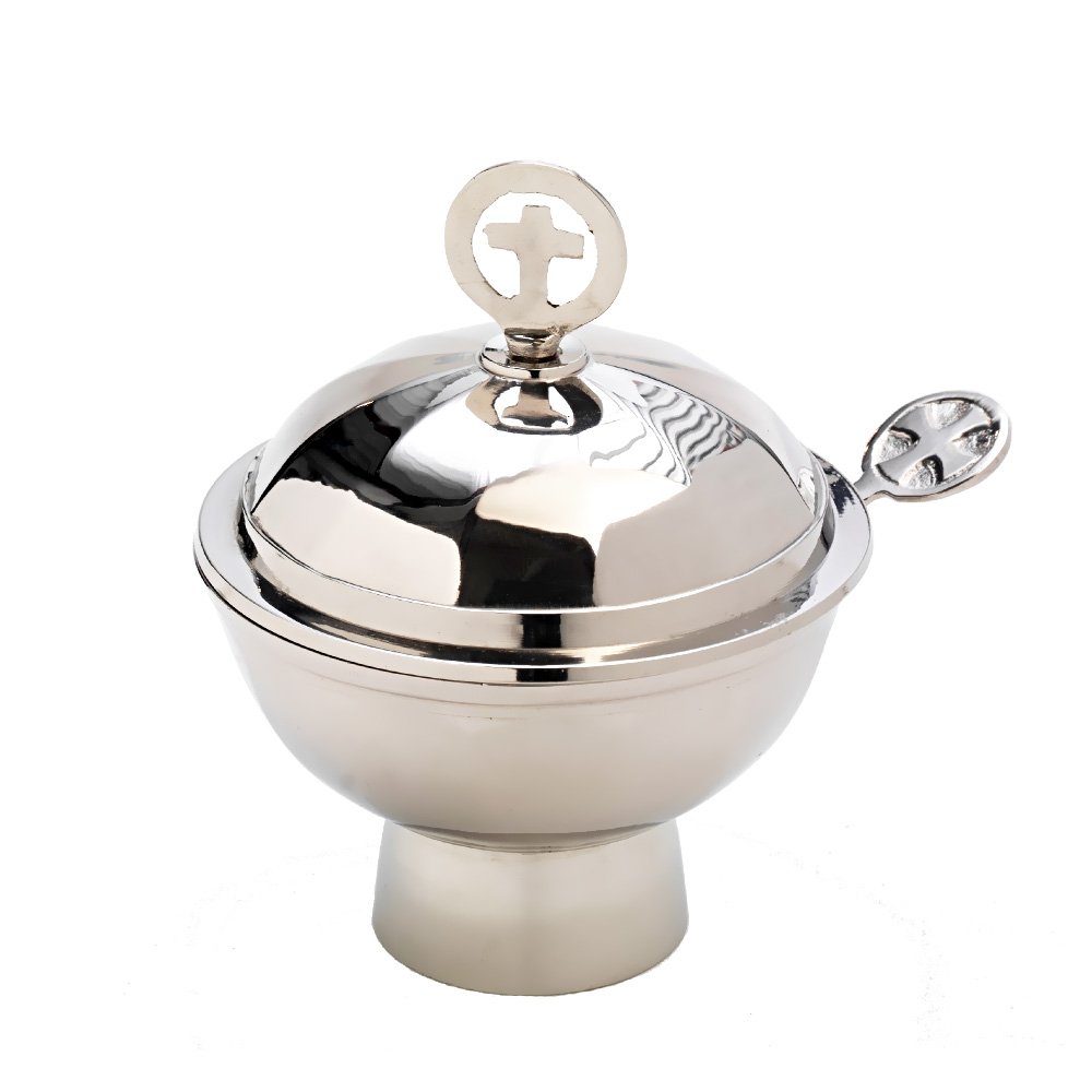 NKlaus small ship with cross and spoon facet incense burner deco silver 7575