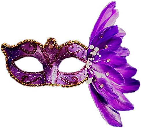 Rehot Masquerade Mask For Women Feather Costume Prom Ball Mardi Gras Halloween Christmas Party Masks (Purple)