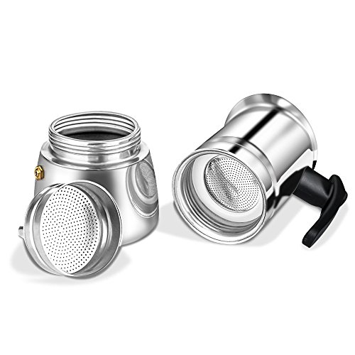 Stovetop Espresso Maker - Moka Pot 6 Cups Demitasse Espresso Shot - Stainless Steel - AMFOCUS - Thumbnail 5