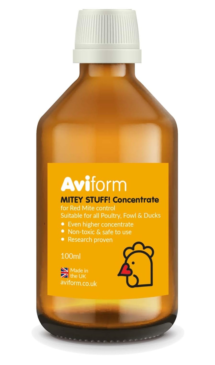 MITEY STUFF! Red Mite Liquid for Poultry Birds - Prevent Mites, Lice And Fleas on Chickens - Simply add to drinking water (100ml)