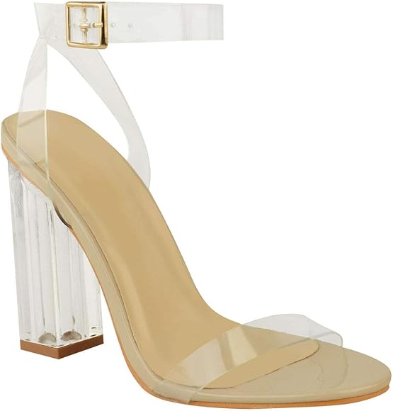 clear block heels uk