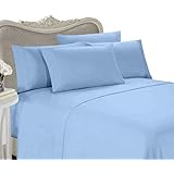 Italian 800 Thread Count Egyptian Cotton Sheet Set DEEP Pocket, Queen, Blue, Premium Italian Finish