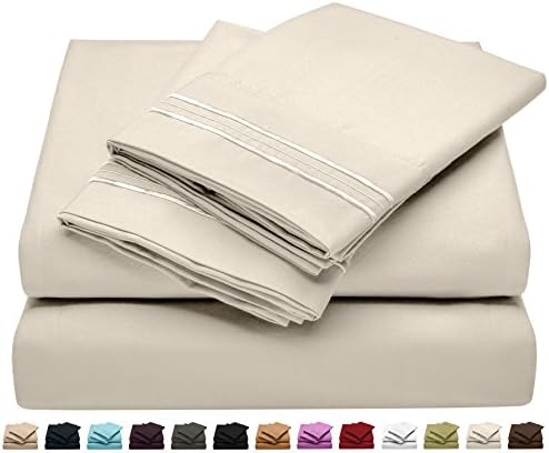 King Size Bed Sheet Set - Soft Brushed Microfiber Luxury Comfort Sheet Set - 1800 Thread Count Bedding Linens – Off White - Victoria Collection by Jessie Porter