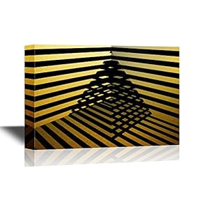 Canvas Wall Art - Pyramid Structure in Gold - Gallery Wrap Modern Home Art | Ready to Hang - 12x18 inches