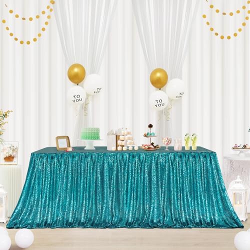 Eternal Beauty Sequin Tablecloths Rectangle Teal 127 x 203 cm for wedding Halloween Chrismas Party Banquet New Year’s Day — image 1