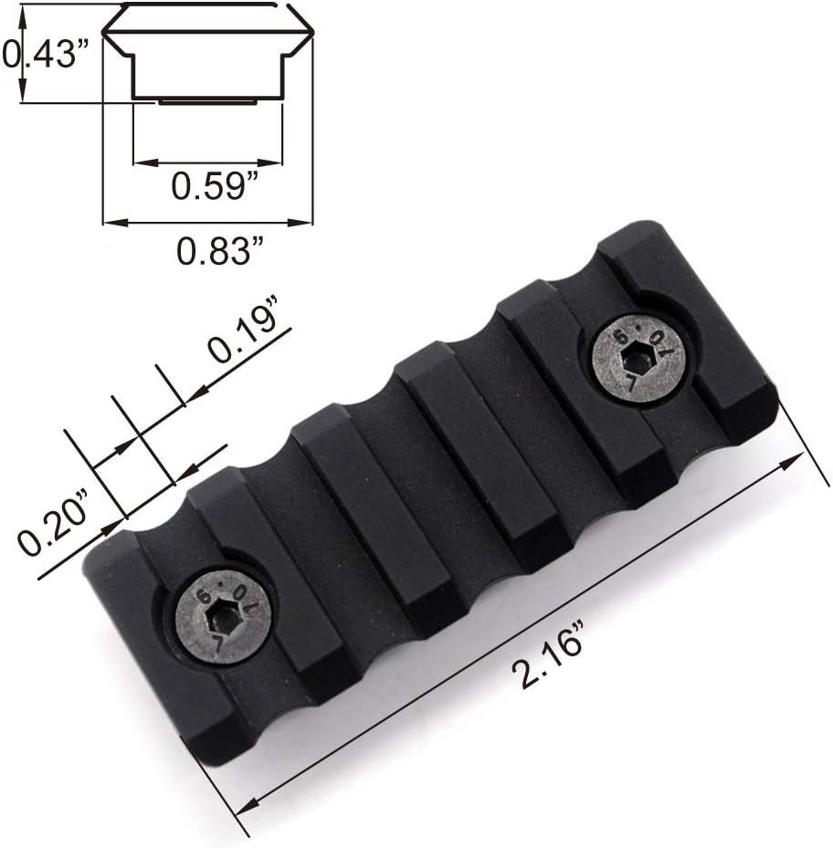 Trirock Picatinny Rail Section 2.2 Inch 5 Slot with dual interface for Both Keymod & Mlk Rail Mount System - Image 3