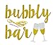 Fecedy Gold Glitter Bubbly Bar Banner and Goblet Sign For Bachelorette Engagement Wedding Party Decorations