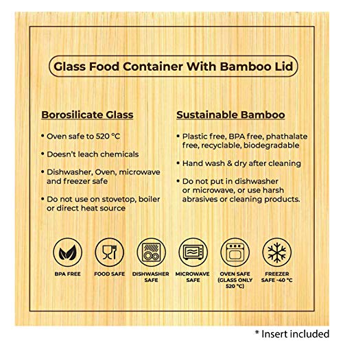 Live Bamboo Premium Round Glass Storage Containers with Bamboo Lids for