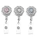 Souarts Retractable Badge Reel Clip On Card Holder with 3pcs Round Flower DIY Snaps Buttons Charms