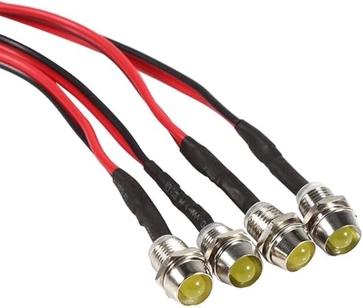 Amazon Keenso 自転車 Ledパネルパイロットダッシュ警告灯 4個 12v 8mm インジケータランプ車のバンボートインジケータライト ランプ パイロットダッシュ電球 イェロー ライト 照明アクセサリー 車 バイク