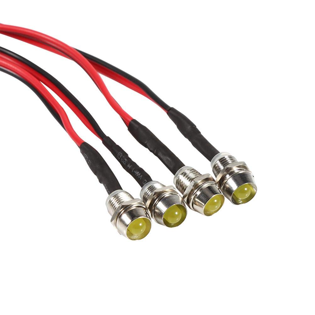 Keenso 4PCS 12V 8MM LED Panel, High Brightness Dashboard Warning Lights for Cars, Boats - Easy Installation