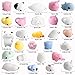 Outee Mochi Squishies Mini, 30 Pcs Mochi Squishies Toys Animal Stress Mochi Squishies Cat Mini Animal Squishies Toys Mochi Squeeze Toys Mini Seal Bear Tiger Cloud Squishies, Random Color