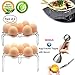 Egg Steam Rack instant pot accessories, 4-Pack Egg Cooker Stand for Pressure Cooker, Cooking Ware Food Steam Rack Stand Basket Egg Cracker Topper with Spoon Set, Stainless Steel Kitchen Tool