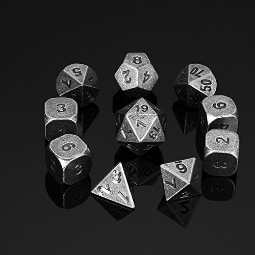 image for Hestya 10 Pieces Multi-sided Dices Set Metal Polyhedral Dices with Pri