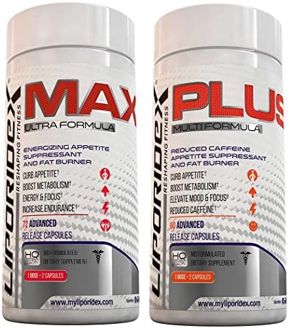 Liporidex MAX/PLUS Thermogenic Fat Burner &amp; Appetite Suppressant Weight Loss Stack