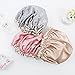 Efivs Arts 3 PACK Nylon Waterproof Lined Shower Cap Bath Hair Cap Lady Salon Hat(Pink Yellow Gray)