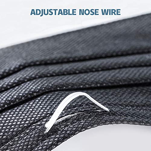 Msaaex Black Disposable Mask 4 Ply Disposable Face Masks, Mouth Cover with Adjustable Nose Wire