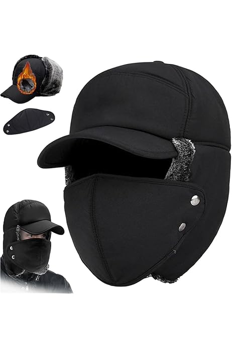 thumbnail image 2 of Face Mask For Cold Weather Plush-Lined Thickened Thermal Hat With Face Mask, 3-in-1 Windproof For Winter Cold Weather Ski Mask For Men Women Women Balaclava 2 of 12